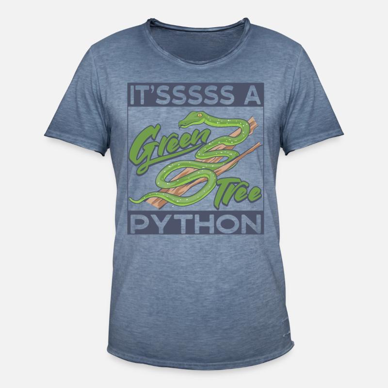 It'sssss a Green Tree Python - Men's Vintage T-Shirt - vintage denim