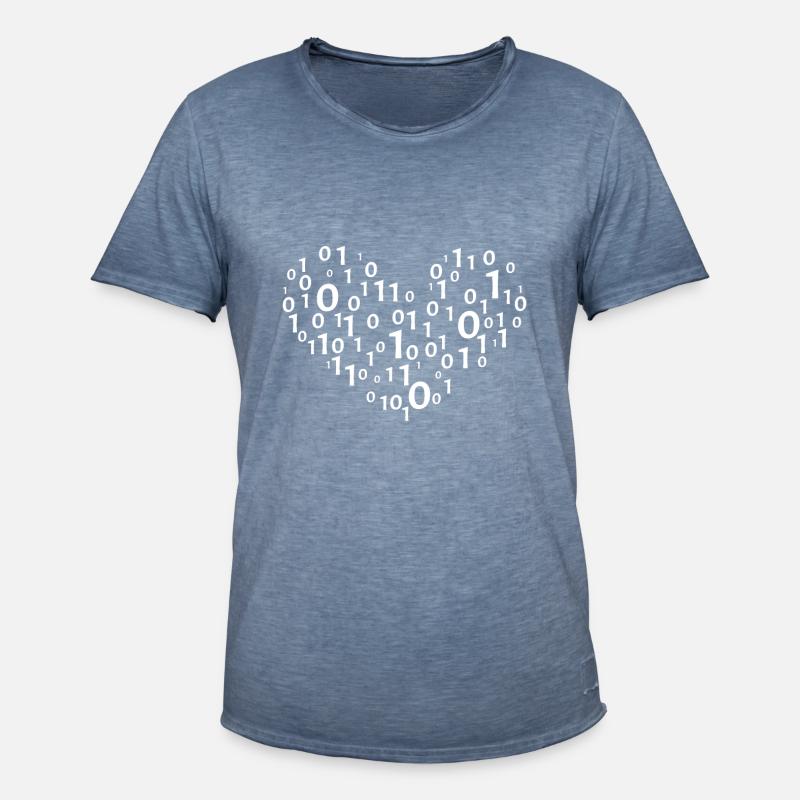 Heart binary coding - Men's Vintage T-Shirt - vintage denim