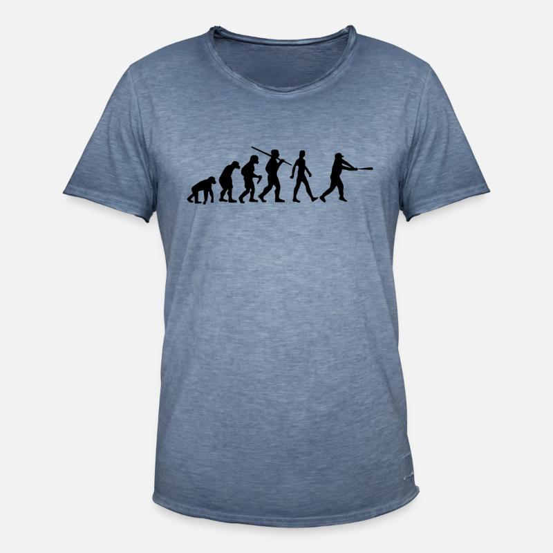 Baseball Evolution Batter Evolution - Men's Vintage T-Shirt - vintage denim