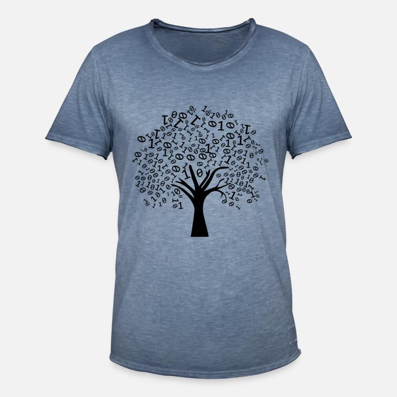 Programmer Binary Tree - Men's Vintage T-Shirt - vintage denim