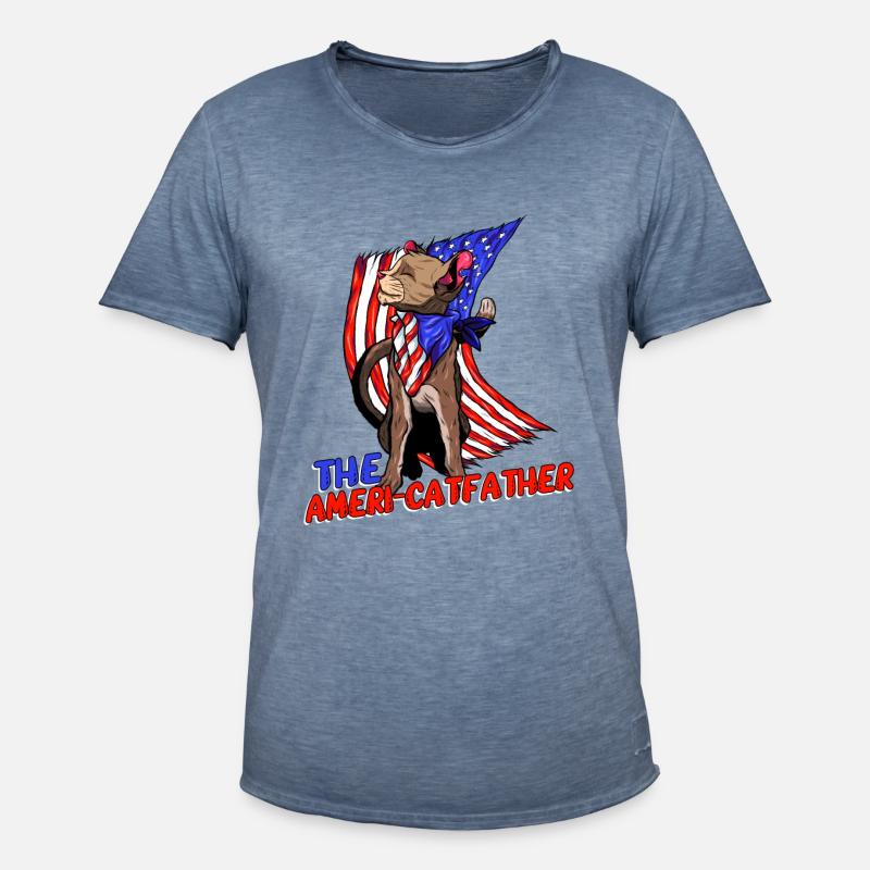 Ameri-catfather July 4 Independence Day - Men's Vintage T-Shirt - vintage denim