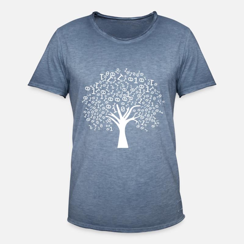 Programmer Binary Tree - Men's Vintage T-Shirt - vintage denim