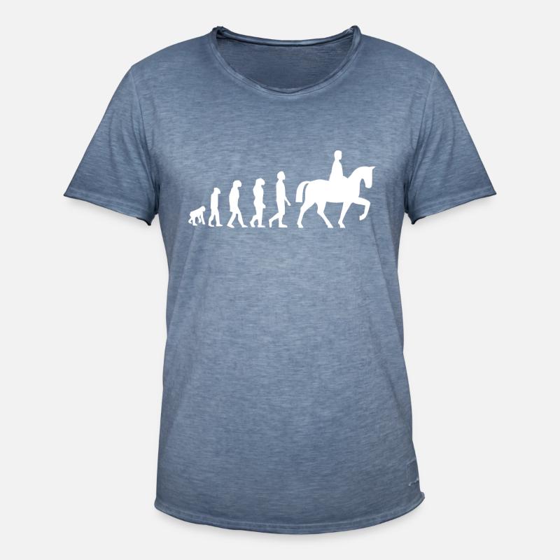 Evolution Pferd - Reiten - Männer Vintage T-Shirt - Vintage Denim
