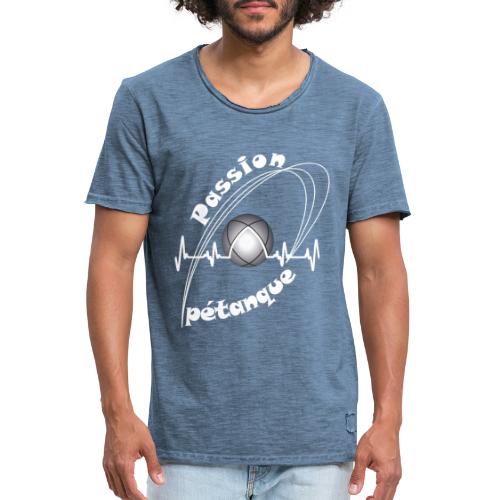 tee shirt petanque passion amusant fond sombre - T-shirt vintage Homme