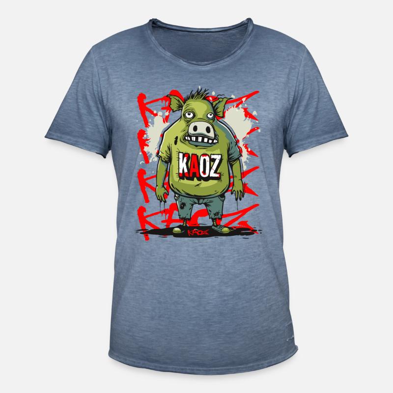 Die Existenz eines Schweins - Männer Vintage T-Shirt - Vintage Denim
