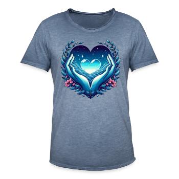 Cœur - T-shirt vintage Homme - vintage bleu jeans - Devant - Jose (178cm)
