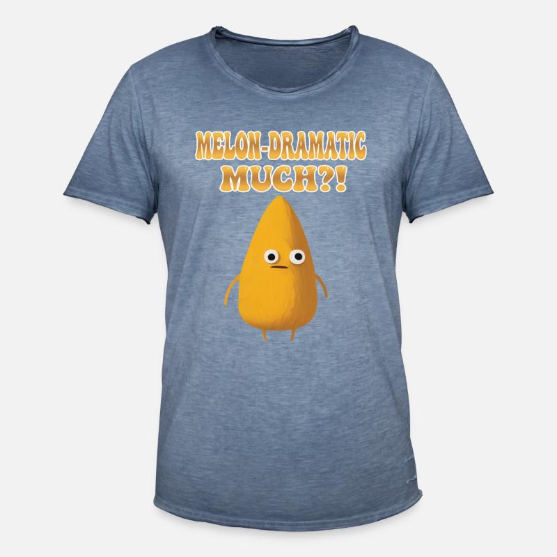 Melon-Dramatic Much - Melodramatic Honeydew Melon - Men's Vintage T-Shirt - vintage denim