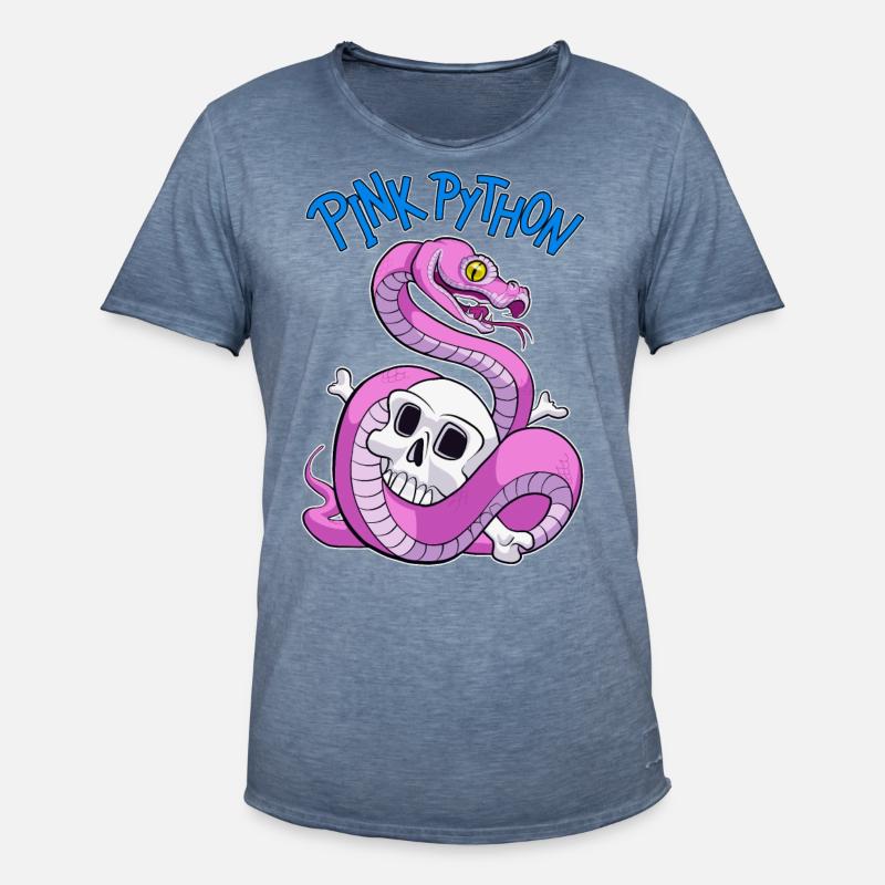 Pink Python (Blue) - Männer Vintage T-Shirt - Vintage Denim