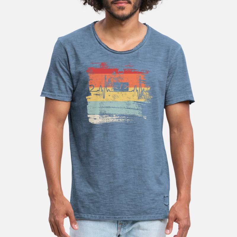 Programmation cadeau Heartbeat IT Coder Programmer T-shirt vintage Homme