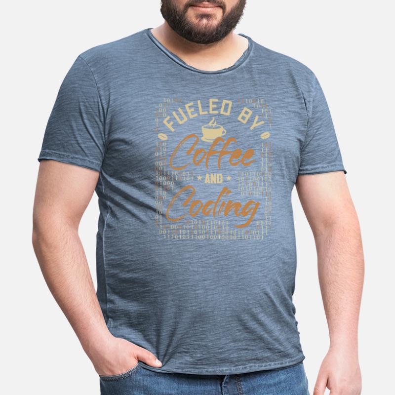 Fueled by Coffee and Coding Developer Coder Männer Vintage T-Shirt