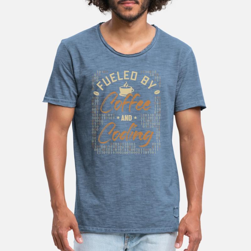 Fueled by Coffee and Coding Coder Software Men's Vintage T-Shirt