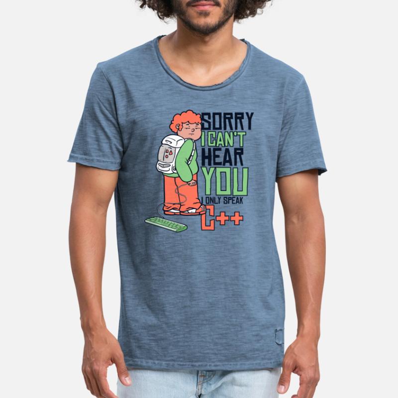 Can't Hear You Only Speak C++ Developer Coder Männer Vintage T-Shirt