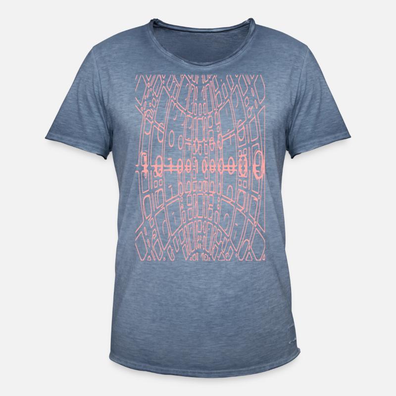 Binary Code Abstract (pink) - Men's Vintage T-Shirt - vintage denim