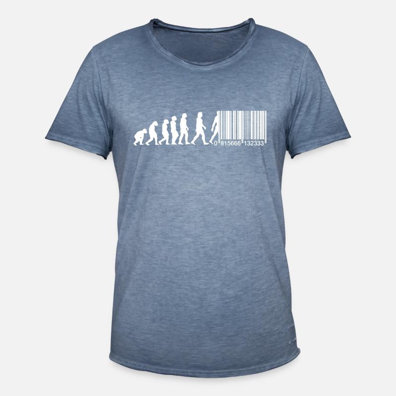 Barcode Evolution - Männer Vintage T-Shirt - Vintage Denim