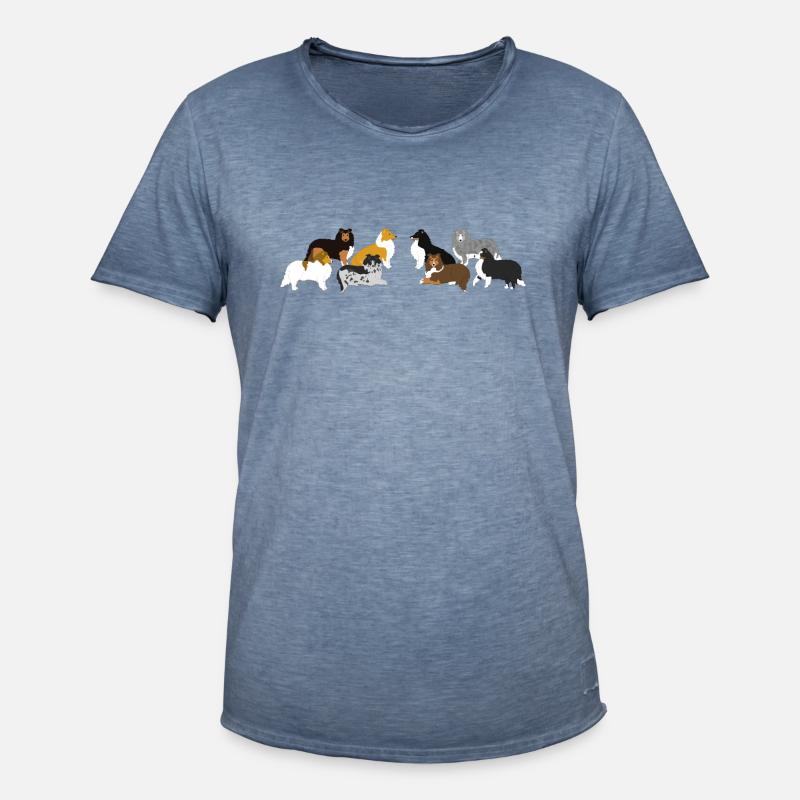 Shelties Querformat - Männer Vintage T-Shirt - Vintage Denim