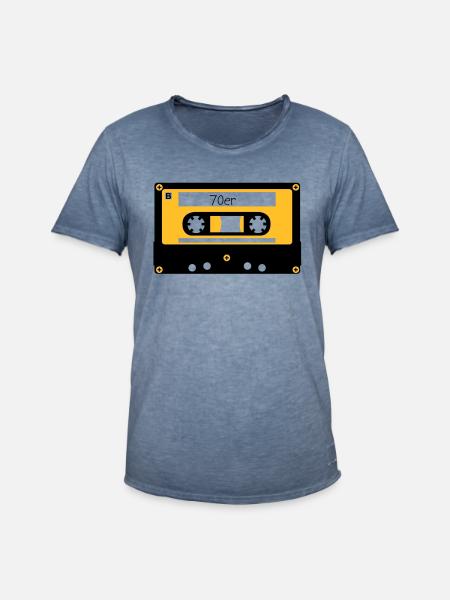 Kassette 70er - Männer Vintage T-Shirt - Vintage Denim