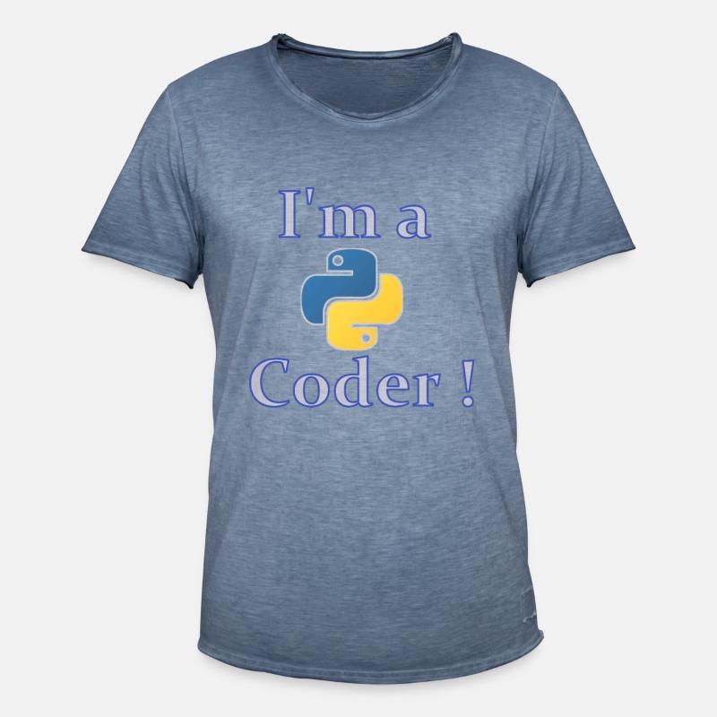 Ich bin Python-Code - Männer Vintage T-Shirt - Vintage Denim
