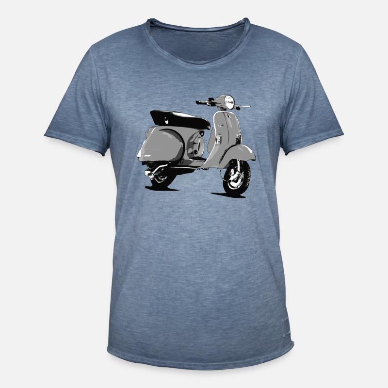 Oldtimer Roller Comic-Style (sw) - Männer Vintage T-Shirt - Vintage Denim
