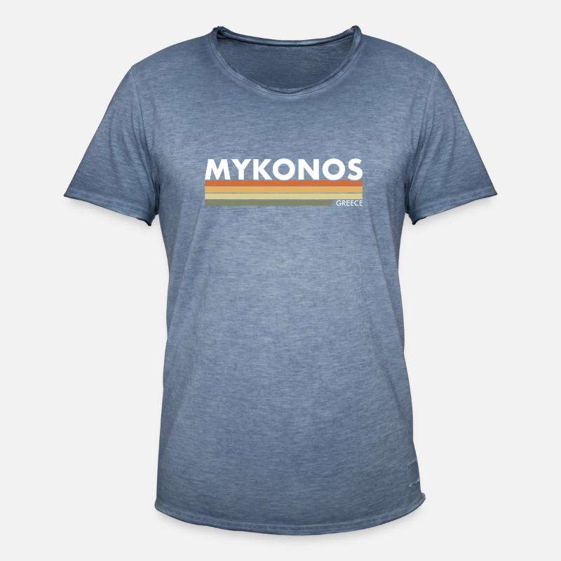 Mykonos Hellas gresk gresk - Vintage-T-skjorte for menn - vintage denim