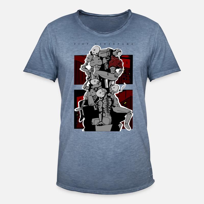 Säule oder Piep - Männer Vintage T-Shirt - Vintage Denim