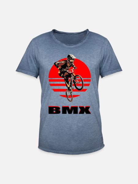 BMX Bike - Men's Vintage T-Shirt - vintage denim