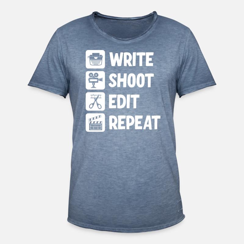 Write Shoot Edit Repeat Filmmaker - Männer Vintage T-Shirt - Vintage Denim