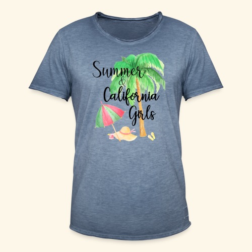 California Girl at Beach - Männer Vintage T-Shirt