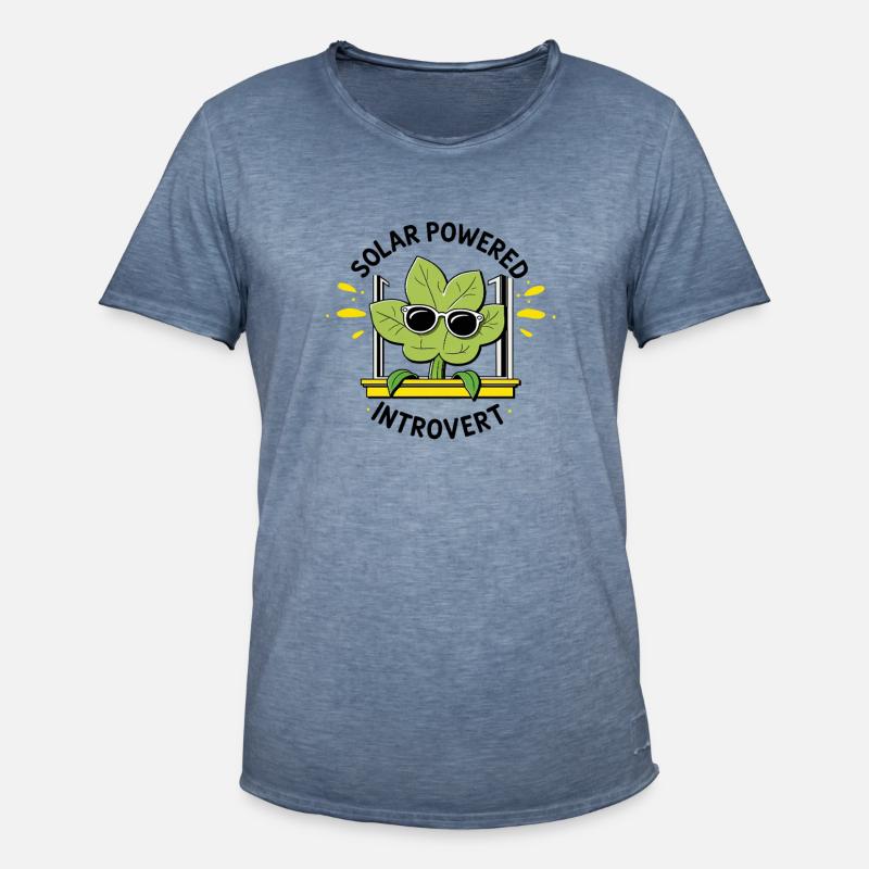 Solar Powered Introvert – Plant Joke - Men's Vintage T-Shirt - vintage denim