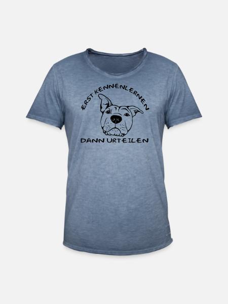 Erst Kennenlernen - Dann Urteilen - Männer Vintage T-Shirt - Vintage Denim