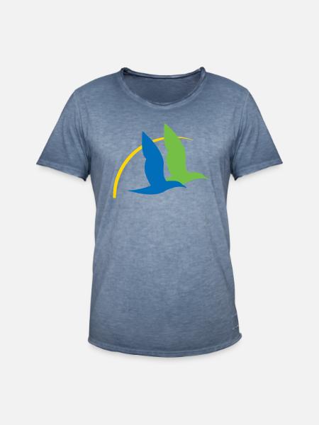 Seevogel, der Charente fliegt - Männer Vintage T-Shirt - Vintage Denim