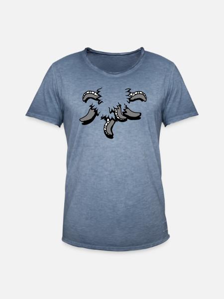 Tentakel, Octopus, Monster, Verscheurd Shirt, Alien - Mannen Vintage T-shirt - vintage denim