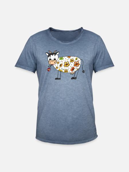 Vache - T-shirt vintage Homme - vintage bleu jeans
