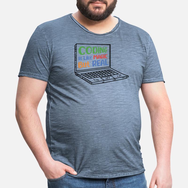 Coding Is Like Magic Coder Programmer Computer Gee Männer Vintage T-Shirt