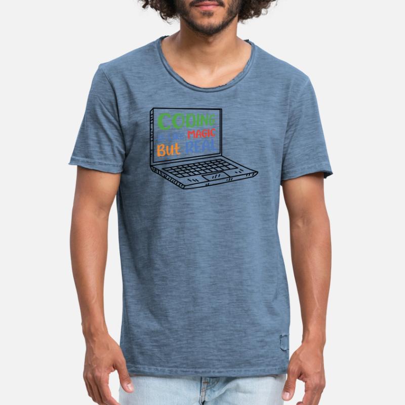 Coding Is Like Magic Coder Programmer Computer Gee Männer Vintage T-Shirt