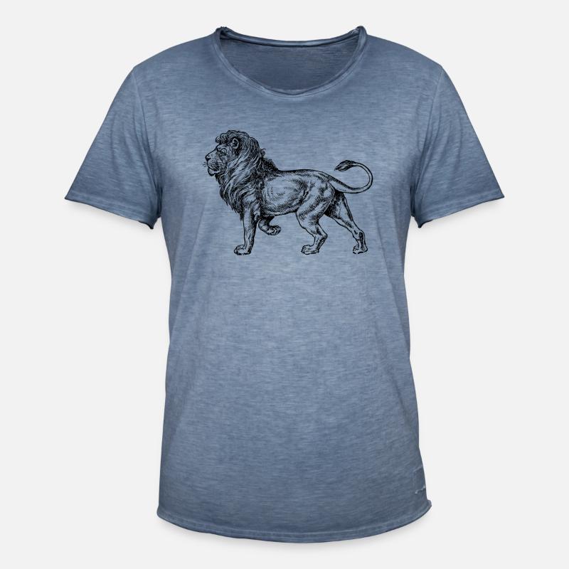 Big lion black and withe - Männer Vintage T-Shirt - Vintage Denim