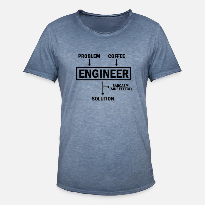 Problem Engineer Coffee Solution Sarcasm - Men's Vintage T-Shirt - vintage denim