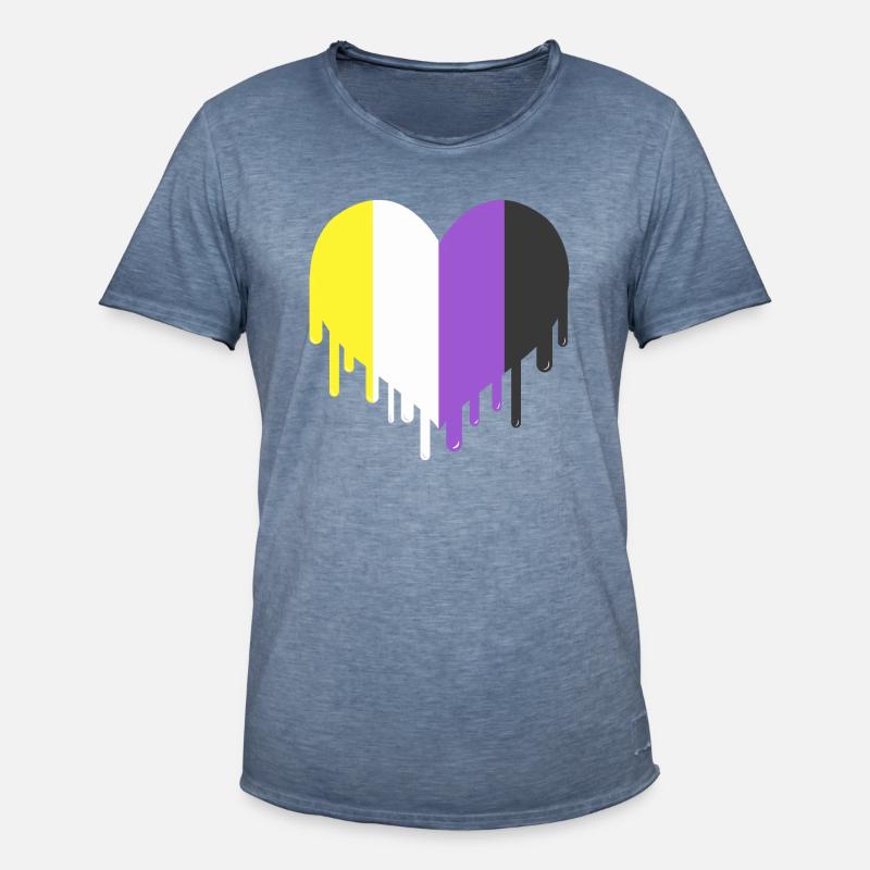 Dropping Nonbinary Heart Nonbinary Pride - Men's Vintage T-Shirt - vintage denim