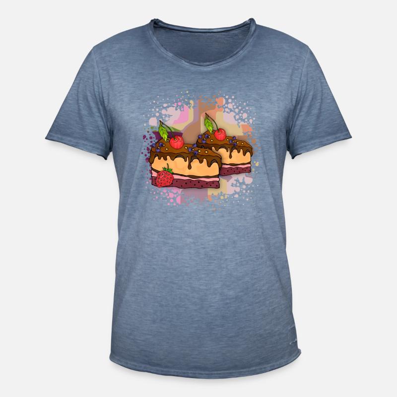 Kuchen - Männer Vintage T-Shirt - Vintage Denim