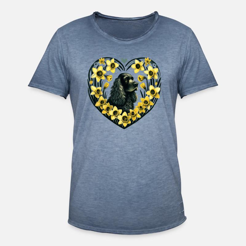 Schwarzer Cocker Spaniel - Männer Vintage T-Shirt - Vintage Denim