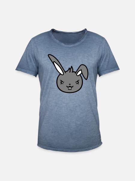 Bunny Evil Eye Naughty Cool Determined Funny - Men's Vintage T-Shirt - vintage denim