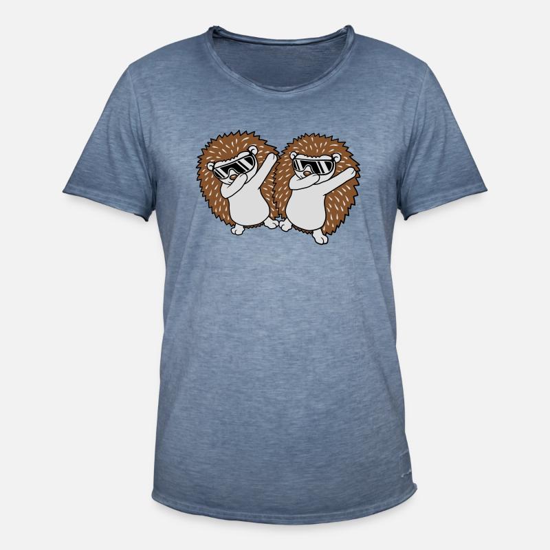 2 dabbing Igel Freunde - Männer Vintage T-Shirt - Vintage Denim