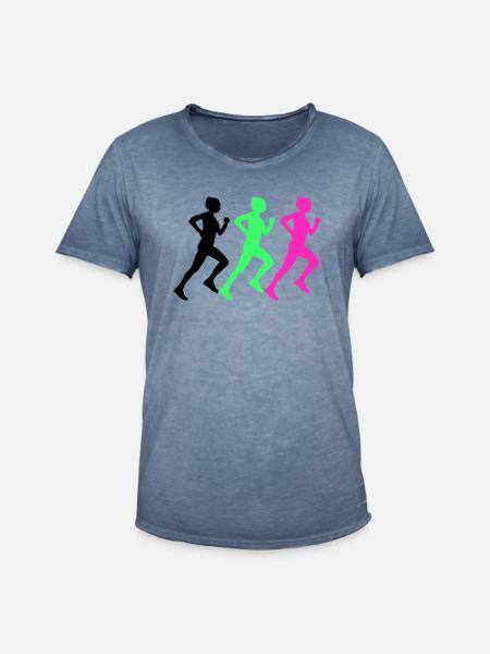 woman running - Men's Vintage T-Shirt - vintage denim