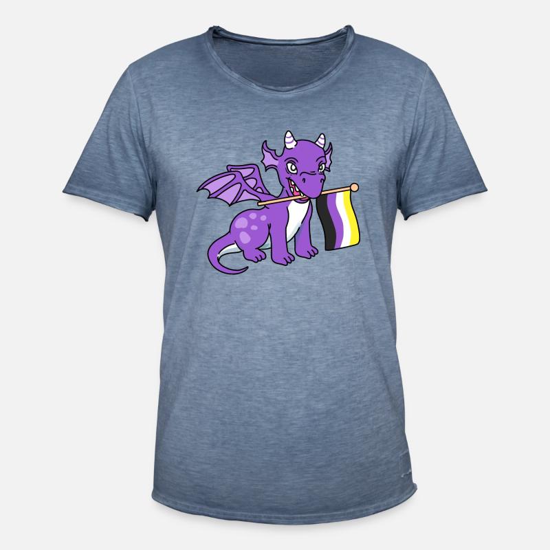 Nonbinary Pride Drache Nonbinary Pride - Männer Vintage T-Shirt - Vintage Denim