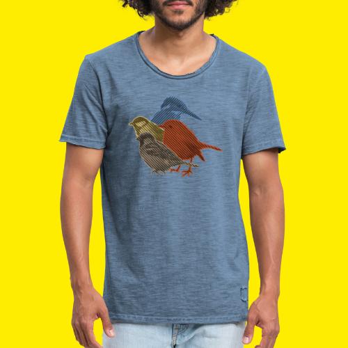 Vogelverzameling in line-art - Mannen Vintage T-shirt