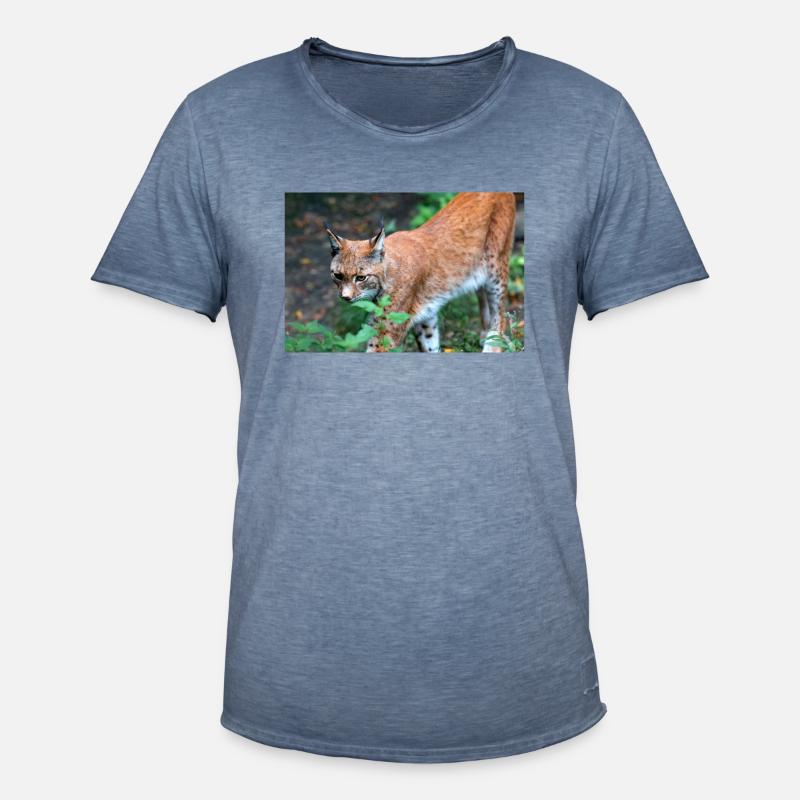 Eurasischer Luchs oder Nördlicher Luchs - Männer Vintage T-Shirt - Vintage Denim