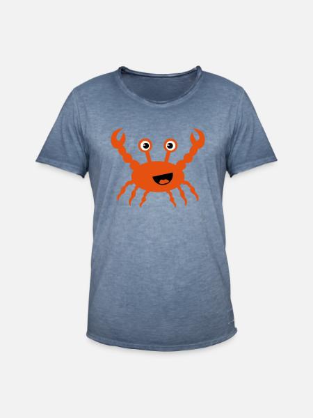 crab 3 - Männer Vintage T-Shirt - Vintage Denim