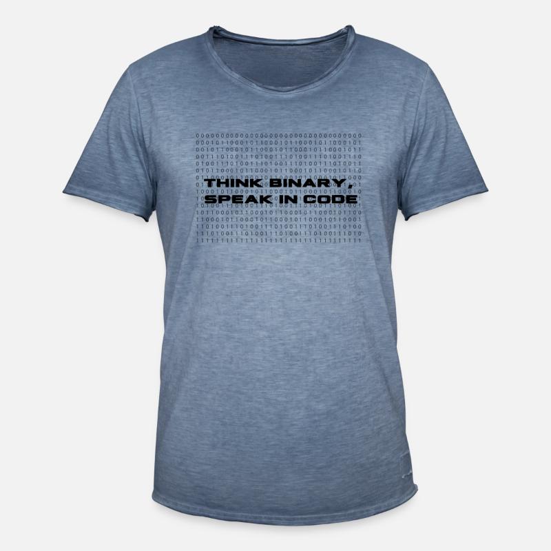 Think binary - speak in code³ - Männer Vintage T-Shirt - Vintage Denim