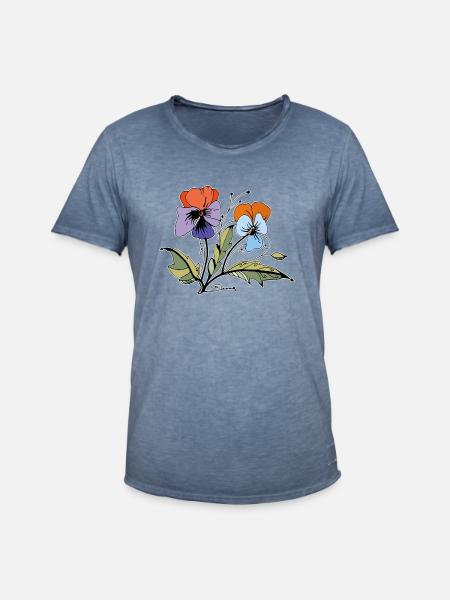 Blumen - Männer Vintage T-Shirt - Vintage Denim