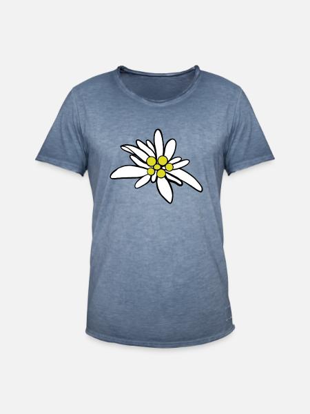 Edelweiß 1 - Männer Vintage T-Shirt - Vintage Denim