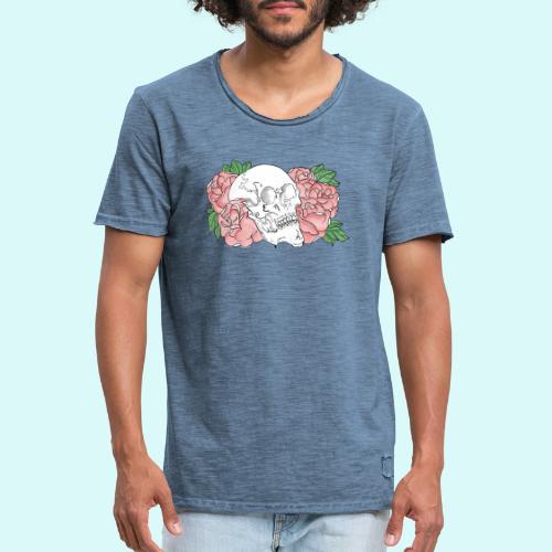 skull et fleurs - T-shirt vintage Homme